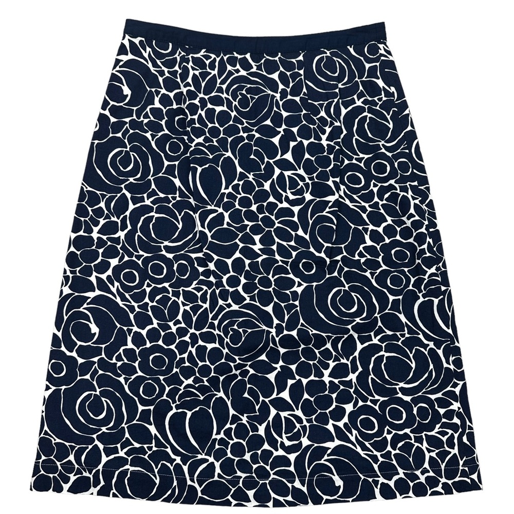 Boden Kate Floral A-Line Ponte Skirt Size 2 Navy Blue & White Side Zipper EUC - Picture 3 of 11